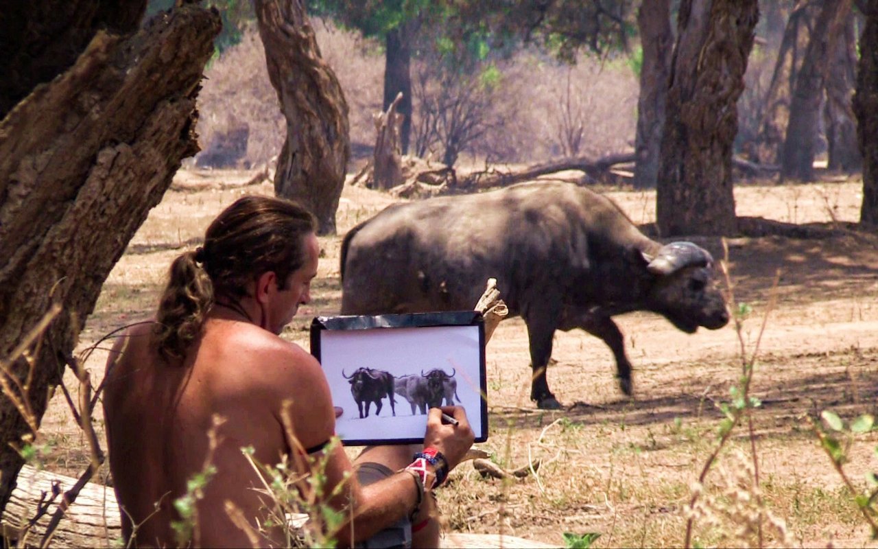 Der Künstler beim «Extrem-Zeichnen», einer eigens entwickelten Kunstform.