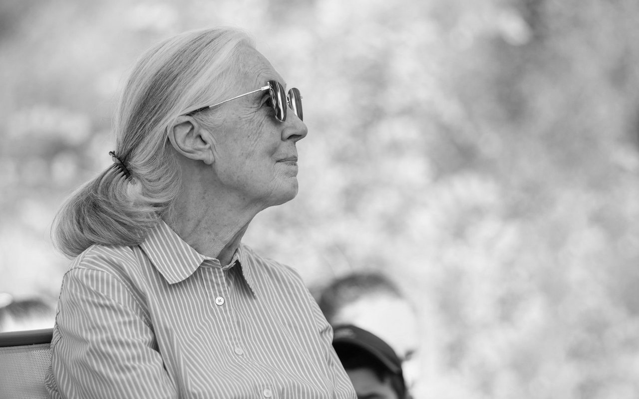 Jane Goodall 2019 bei einem Auftritt in Budapest.