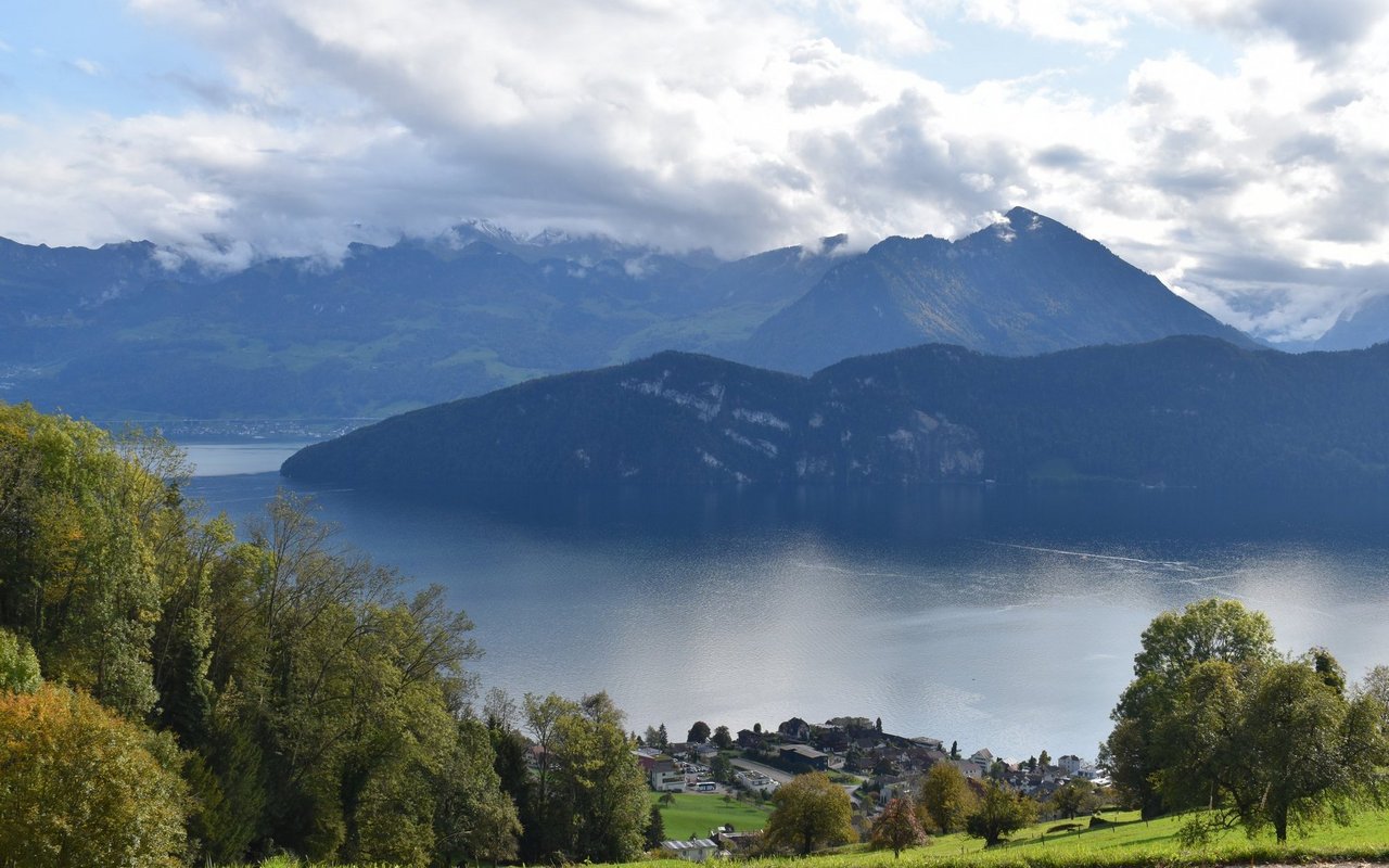 Die Aussicht vom Projekthof Tannenberg aus auf den Vierwaldstättersee.